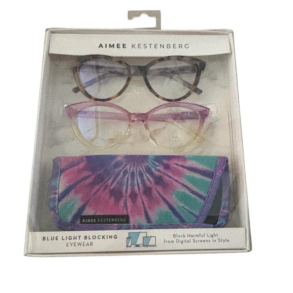Aimee Kestenberg Blue Light Blocking Eyewear Pair of Two Glasses and Cas…